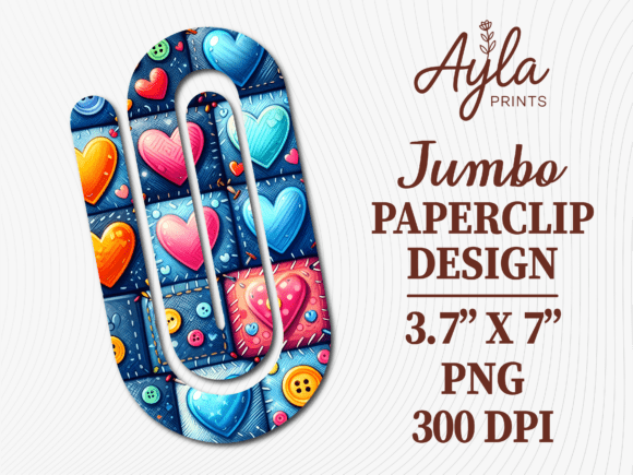Blue Bright Hearts Jumbo Paperclip Graphics for Tumbler Wraps