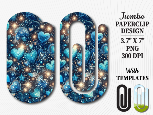 Blue Galaxy Heart Jumbo Paperclip Graphics for Crafts