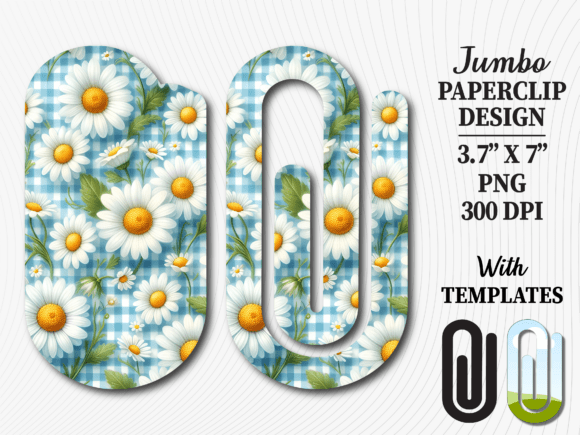 Blue Gingham Daisy Jumbo Paperclip Graphics & Crafts