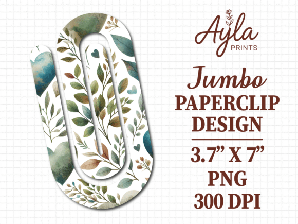 Boho Floral Leaf Jumbo Paperclip Graphics for Tumbler Wraps