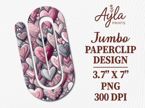 Boho Purple Heart Jumbo Paperclip Graphics for Crafts