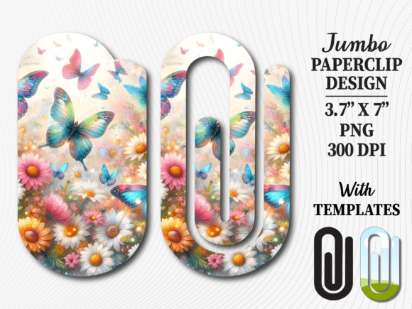 Butterfly Spring Flower Jumbo Paperclip Graphics for Crafts