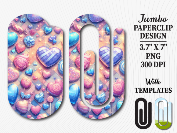 Candy Heart Dessert Jumbo Paperclip Graphics