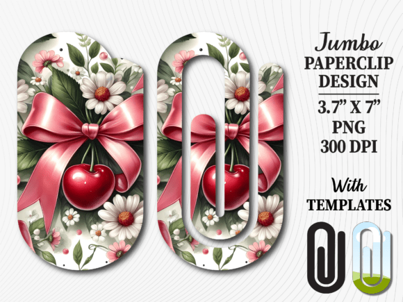 Cherry Blossom Bow Jumbo Paperclip PNG: Graphics for Crafts