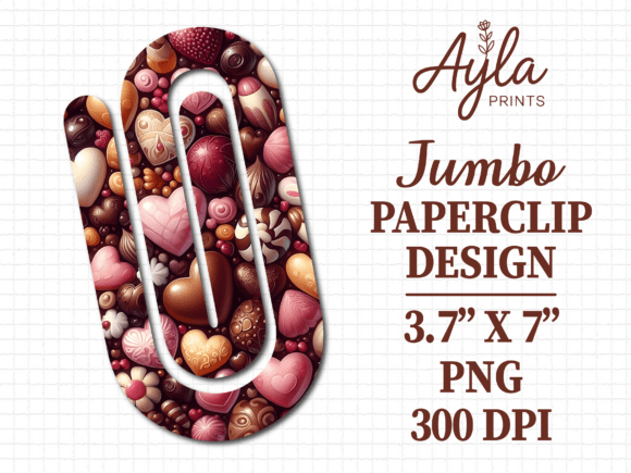 Chocolate Candy Heart Jumbo Paperclip Graphics