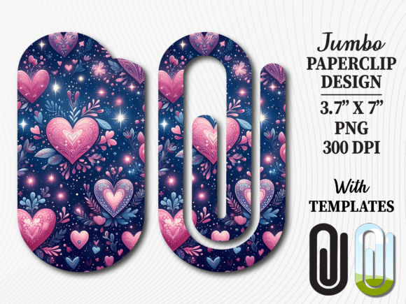 Dark Floral Heart Jumbo Paperclip Graphics for Crafts