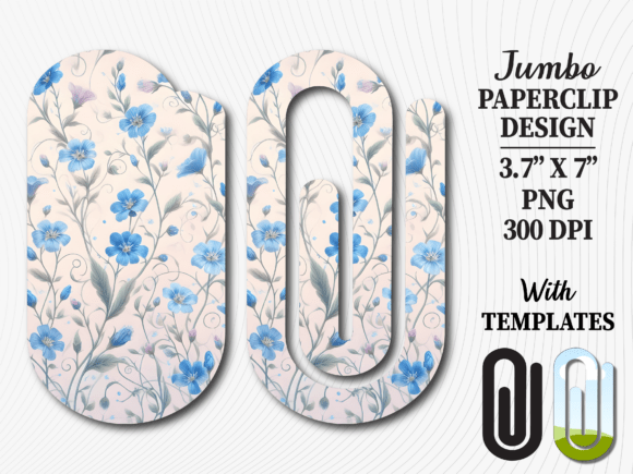 Floral Forget Me Not Jumbo Paperclip Graphics & Crafts