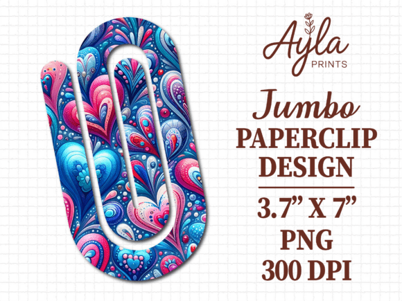 Floral Heart Art Jumbo Paperclip Graphics for Crafts