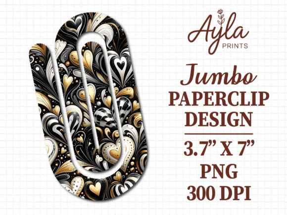 Gold Heart Valentines Jumbo Paperclip