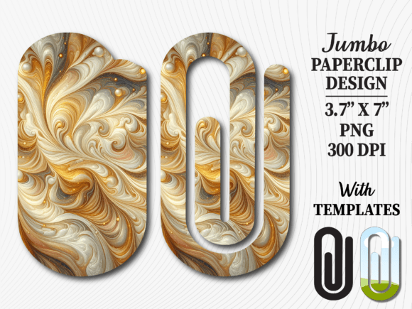 Gold Marble Fluid Art Jumbo Paperclip Graphics