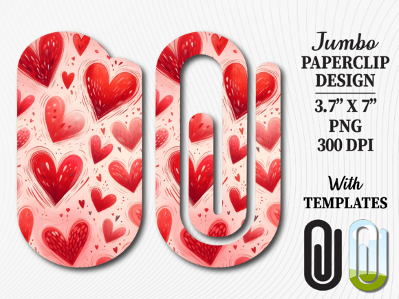 Heart Valentine Pattern Jumbo Paperclip