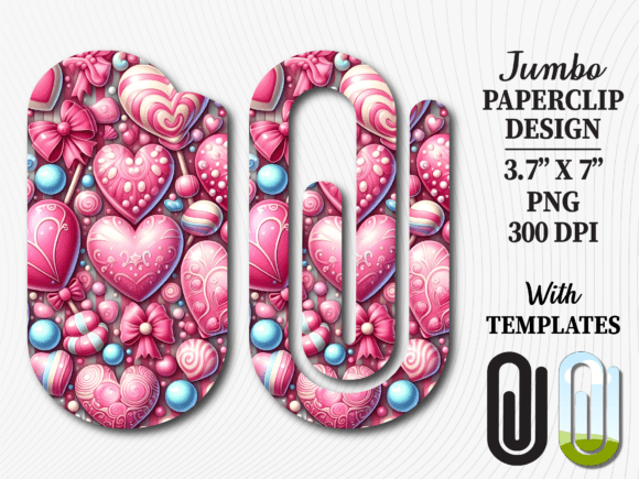 Hearts Valentines Day Jumbo Paperclip Graphics & Crafts