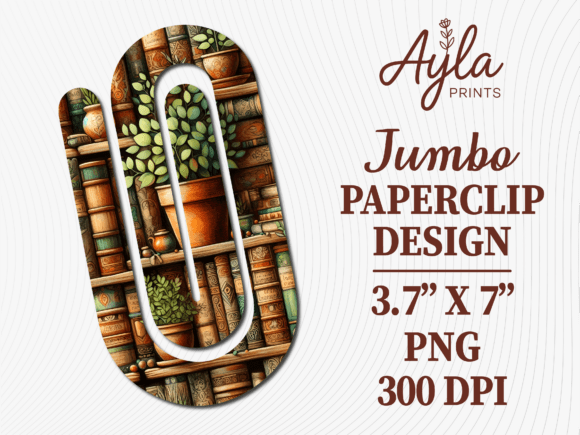Library Bookshelf Jumbo Paperclip Graphics for Crafts