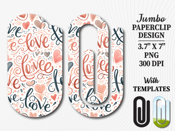 Love Letter Script Jumbo Paperclip PNG: Graphics for Crafts