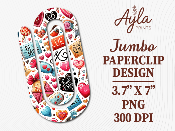 Love Valentines Day Jumbo Paperclip PNG: Graphics for Crafts & Seasonal Branding