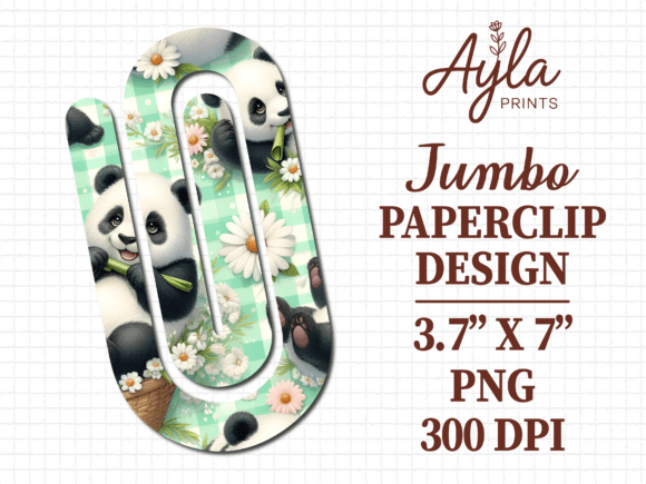 Panda Bears Daisy Jumbo Paperclip Graphics for Crafts