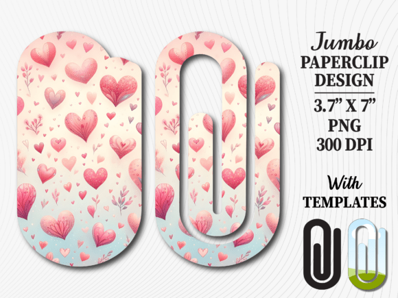 Pastel Blue Pink Heart Jumbo Paperclip: Graphics for Crafts & Content