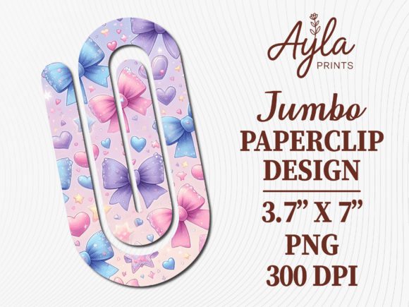 Pastel Rainbow Bow Heart Jumbo Paperclip