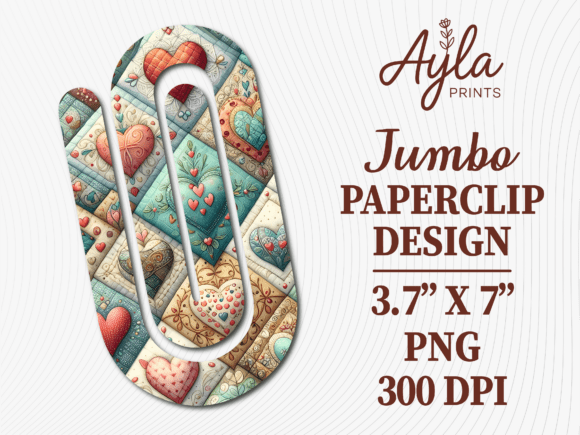 Patchwork Heart Valentines Day Paperclip: Graphics for Crafts & Local Branding