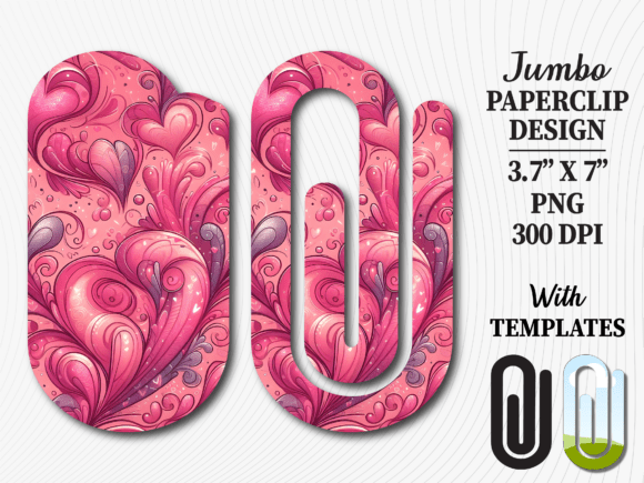Pink Abstract Floral Jumbo Paperclip: Graphics & Crafts Asset Review