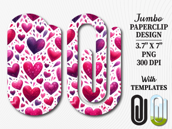 Pink Purple Heart Jumbo Paperclip Graphics & Crafts