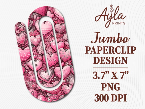 Pink Valentine Heart Jumbo Paperclip Graphics for Crafts