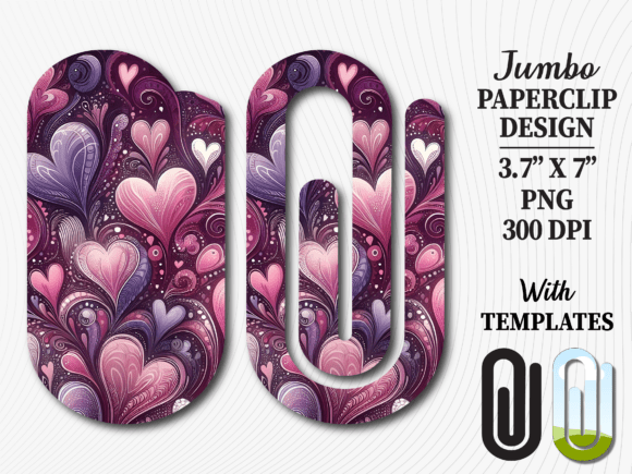 Purple Hearts Valentines Day Paperclip Graphics for Crafts