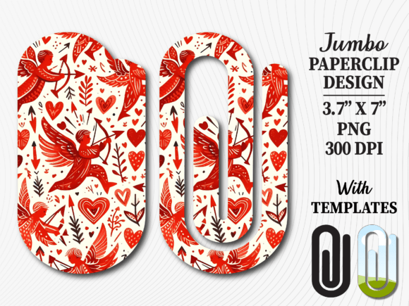 Red Cupid Valentines Day Jumbo Paperclip Graphics