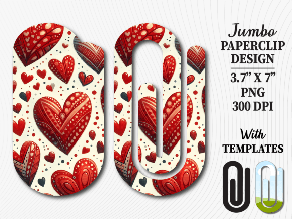 Red Heart Valentines Day Jumbo Paperclip