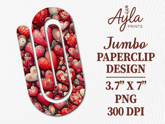 Red Heart Valentines Jumbo Paperclip Graphics for Crafts