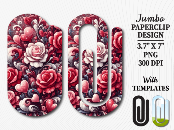 Red Rose Floral Garden Jumbo Paperclip