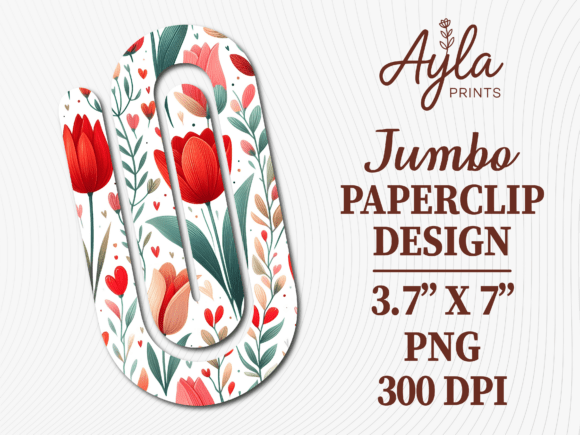 Red Tulip Floral Garden Jumbo Paperclip: Graphics for Crafts & Content