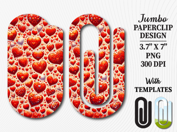 Red Valentine Day Hearts Jumbo Paperclip: Graphics for Crafts & Local Branding