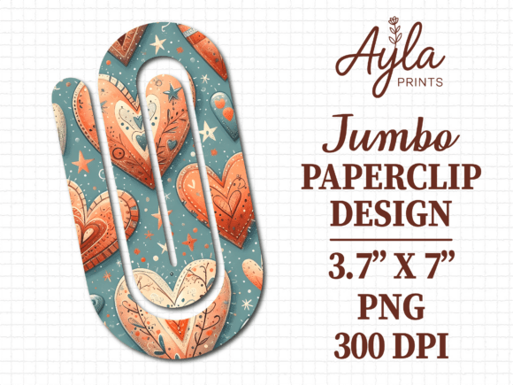 Retro Boho Heart Pattern Jumbo Paperclip Graphics