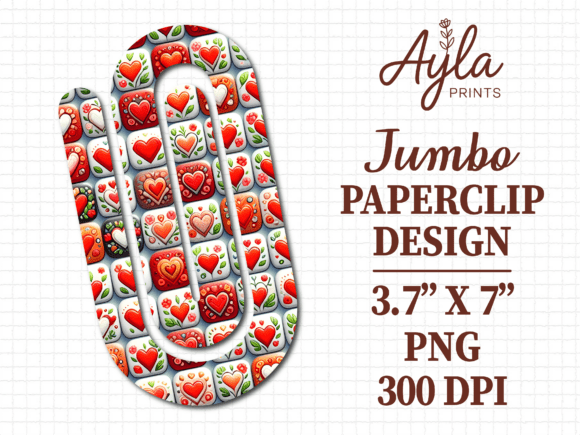 Retro Red Mosaic Heart Jumbo Paperclip Graphics
