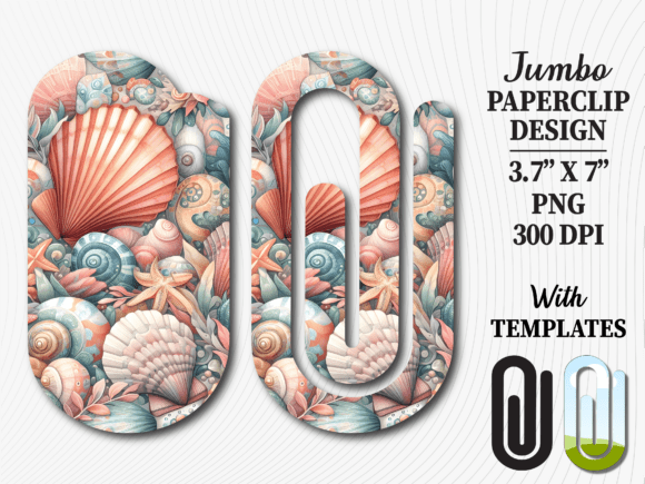Seashell Ocean Beach Jumbo Paperclip PNG: Graphics for Crafts & Content