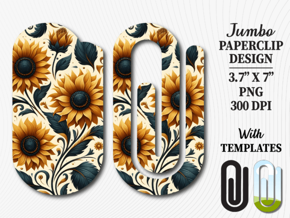 Sunflower Retro Floral Jumbo Paperclip Graphics & Crafts