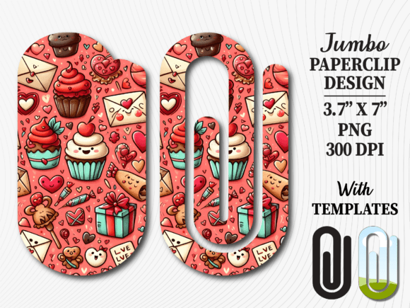 Sweet Cupcake Love Jumbo Paperclip PNG: Graphics for Crafts