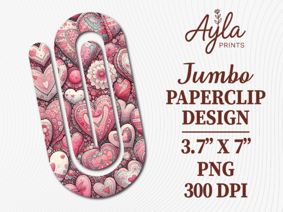 Sweetheart Pattern Jumbo Paperclip PNG: Graphics for Crafts & Branding