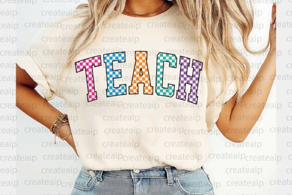 Teacher Checkered Varsity PNG & SVG Graphics