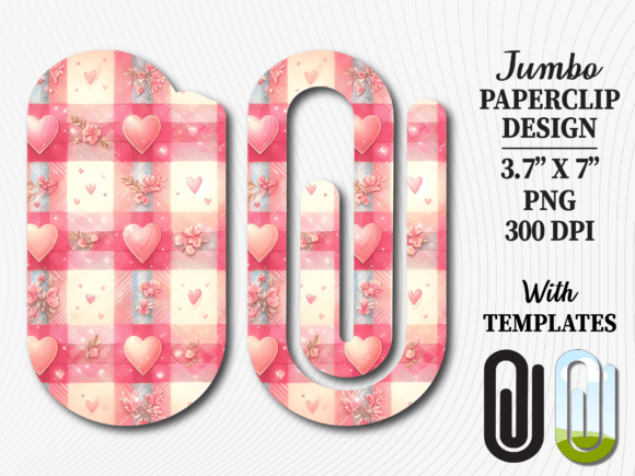 Valentine Day Pink Heart Jumbo Paperclip Graphics
