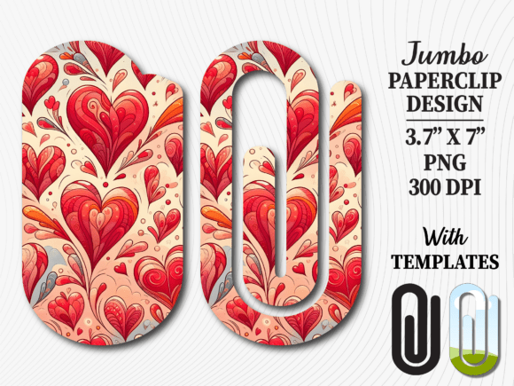 Valentines Day Heart Art Jumbo Paperclip Graphics