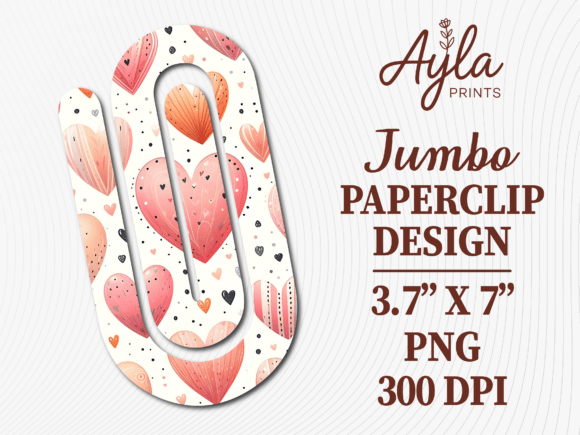 Valentines Love Heart Jumbo Paperclip Graphics