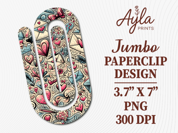 Vintage Love Letter Jumbo Paperclip PNG: Graphics for Crafts & Editorial Charm