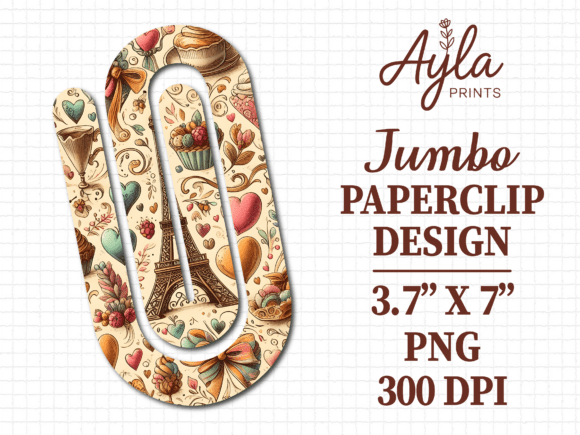 Vintage Paris Tower Jumbo Paperclip PNG for Tumbler Wraps & Graphics