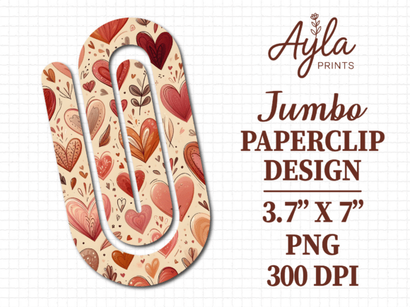 Vintage Shabby Heart Jumbo Paperclip PNG: Graphics for Crafts & Content