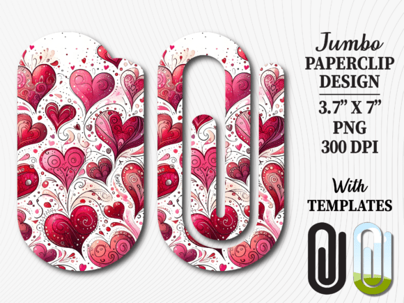Watercolor Pink Heart Jumbo Paperclip: Graphics for Crafts