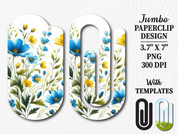 Wildflower Floral Jumbo Paperclip Design: Graphics for Crafts
